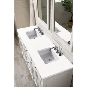 James Martin 157-V72-3WZ Bristol 72 Inch Double Vanity with 3cm White Zeus Quartz Top