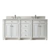 James Martin 157-V72-3WZ Bristol 72 Inch Double Vanity with 3cm White Zeus Quartz Top