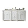 James Martin 157-V72-BW-3ENC Bristol 72 Inch Double Vanity Cabinet with Ethereal Noctis Quartz Top - Bright White