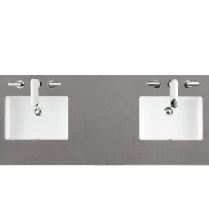 James Martin 157-V72-BW-3GEX Bristol 72 Inch Double Vanity in Bright White with 3 cm Grey Expo Quartz Top with Sink