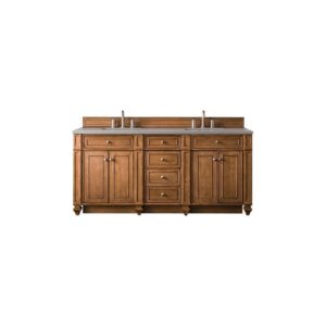 James Martin 157-V72-SBR-3GEX Bristol 72 Inch Double Vanity in Saddle Brown with 3 CM Grey Expo Quartz Top