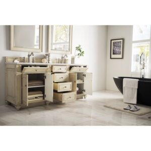 James Martin 157-V72-VV-3CAR Bristol 72 Inch Double Vanity in Vintage Vanilla with 3 cm Carrara Marble Top