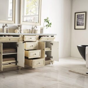 James Martin 157-V72-VV-3ENC Bristol 72 Inch Double Vanity Cabinet with Ethereal Noctis Quartz Top - Vintage Vanilla