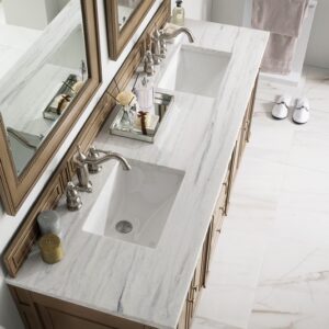 James Martin 157-V72-WW-3AF Bristol 72 Inch Double Vanity in Whitewashed Walnut with 3 cm Arctic Fall Solid Surface Top