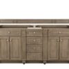 James Martin 157-V72-WW-3CAR Bristol 72 Inch Double Vanity in Whitewashed Walnut with 3 cm Carrara Marble Top