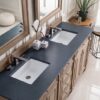 James Martin 157-V72-WW-3CSP Bristol 72 Inch Double Vanity in Whitewashed Walnut with 3 cm Charcoal Soapstone Quartz Top with Sink