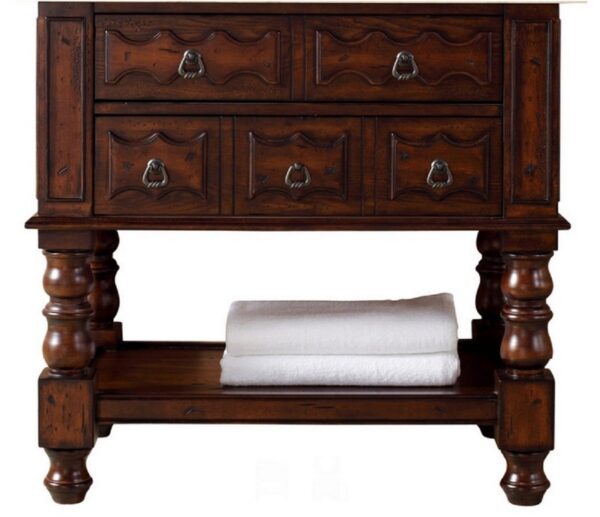 James Martin 160-V36-ACG-3CAR Castilian 36 Inch Aged Cognac Single Vanity with 3 cm Carrara Marble Top