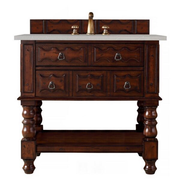 James Martin 160-V36-ACG-3ESR Castilian 36 Inch Single Vanity Cabinet in Aged Cognac with 3 CM Eternal Serena Quartz Top