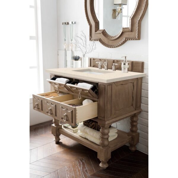 James Martin 160-V36-EG-3EMR Castilian 36 Inch Single Vanity in Empire Gray with 3 CM Eternal Marfil Quartz Top