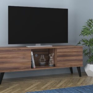 Manhattan Comfort Doyers 53.15 Mid-Century Modern TV Stand in Nut Brown