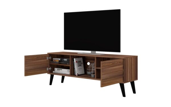 Manhattan Comfort Doyers 53.15 Mid-Century Modern TV Stand in Nut Brown