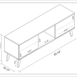 Manhattan Comfort Doyers 53.15 Mid-Century Modern TV Stand in White and Marble Stamp