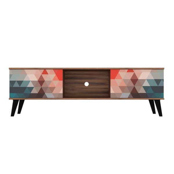 Manhattan Comfort Doyers 62.20 Mid-Century Modern TV Stand in Multi Color Red and Blue