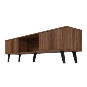 Manhattan Comfort Doyers 70.87 Mid-Century Modern TV Stand in Nut Brown