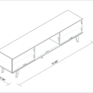 Manhattan Comfort Doyers 70.87 Mid-Century Modern TV Stand in White and Nut Brown