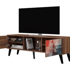 Manhattan Comfort Doyers 70.87 Mid-Century Modern TV Stand in Multi Color Red and Blue