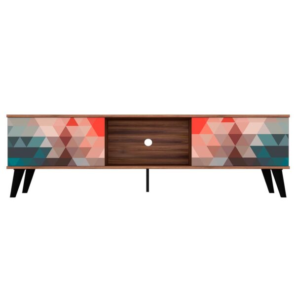 Manhattan Comfort Doyers 70.87 Mid-Century Modern TV Stand in Multi Color Red and Blue