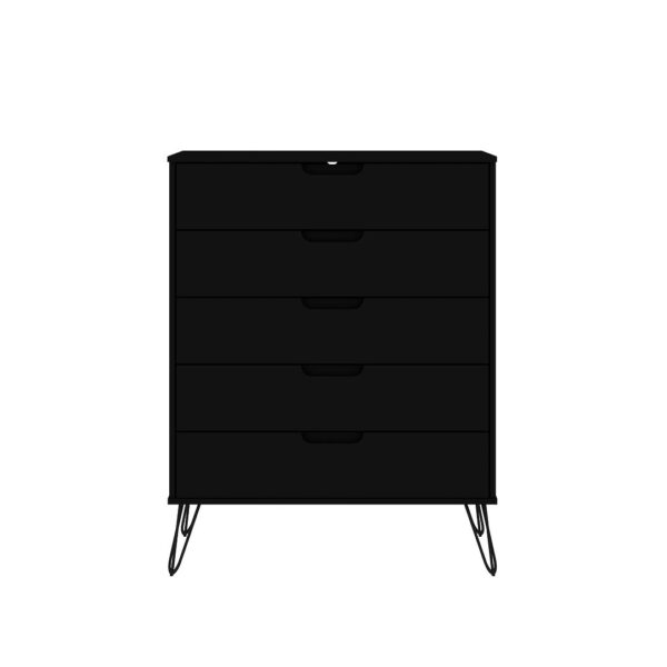 Manhattan Comfort Rockefeller 5-Drawer and 6-Drawer Black Dresser Set