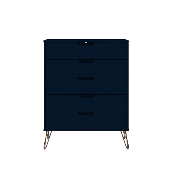 Manhattan Comfort Rockefeller 5-Drawer and 6-Drawer Tatiana Midnight Blue Dresser Set