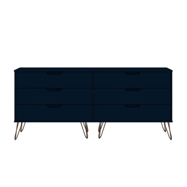 Manhattan Comfort Rockefeller 5-Drawer and 6-Drawer Tatiana Midnight Blue Dresser Set