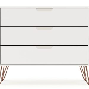 Manhattan Comfort Rockefeller 3-Piece White Dresser and Nightstand Set