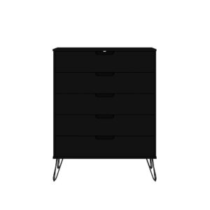 Manhattan Comfort Rockefeller 3-Piece Black Dresser and Nightstand Set