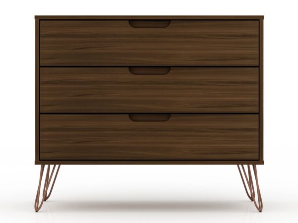 Manhattan Comfort Rockefeller 3-Piece Brown Dresser and Nightstand Set