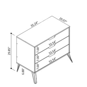 Manhattan Comfort Rockefeller 3-Piece Off White and Nature Dresser and Nightstand Set