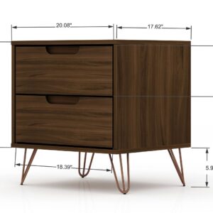 Manhattan Comfort Rockefeller Brown 5-Drawer Dresser and 2-Drawer Nightstand Set