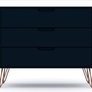 Manhattan Comfort Rockefeller 5-Drawer and 3-Drawer Tatiana Midnight Blue Dresser Set