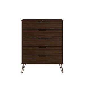 Manhattan Comfort Rockefeller 5-Drawer and 3-Drawer Brown Dresser Set