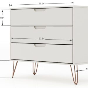 Manhattan Comfort Rockefeller 5-Drawer and 3-Drawer Off White Dresser Set