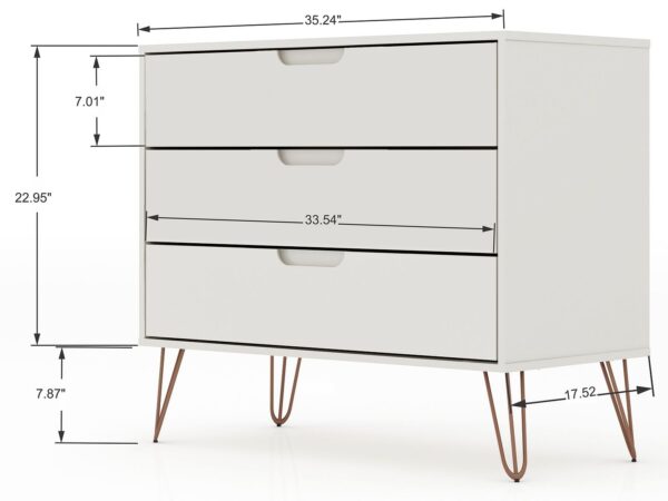 Manhattan Comfort Rockefeller 5-Drawer and 3-Drawer Off White Dresser Set