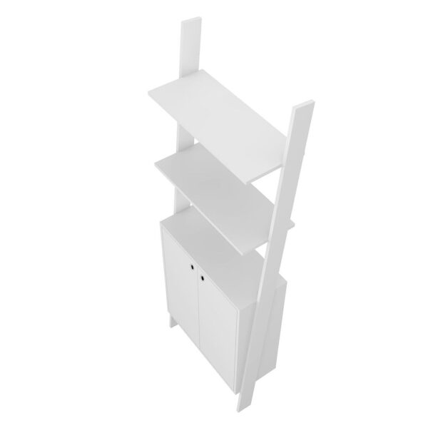 Manhattan Comfort Cooper Ladder Display Cabinet with 2 Floating Shelves in White