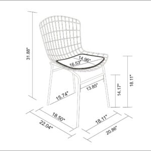 Manhattan Comfort Madeline Metal Chair with Seat Cushion in Silver and Black