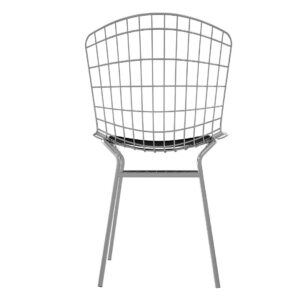 Manhattan Comfort Madeline Metal Chair with Seat Cushion in Silver and Black