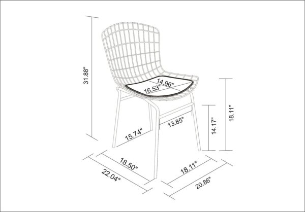 Manhattan Comfort Madeline Chair with Seat Cushion in Rose Pink Gold and White