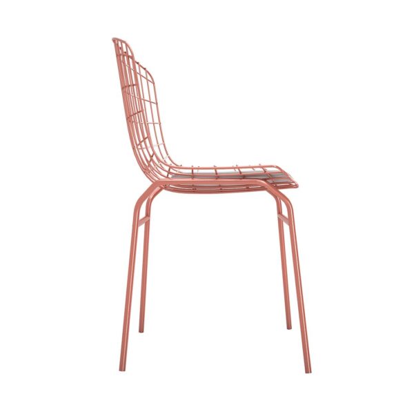 Manhattan Comfort Madeline Chair with Seat Cushion in Rose Pink Gold and White