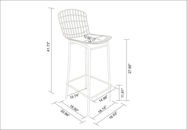 Manhattan Comfort Madeline 41.73" Barstool with Seat Cushion in Black and White