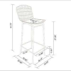 Manhattan Comfort Madeline 41.73" Barstool with Seat Cushion in Charcoal Grey and Black