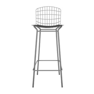 Manhattan Comfort Madeline 41.73" Barstool with Seat Cushion in Charcoal Grey and Black