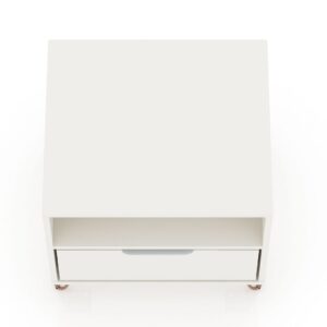 Manhattan Comfort Rockefeller 1-Drawer White Nightstand (Set of 2)