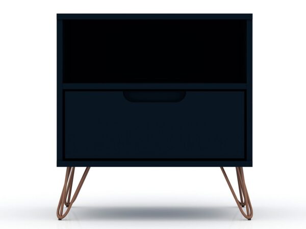 Manhattan Comfort Rockefeller 1-Drawer Tatiana Midnight Blue Nightstand (Set of 2)