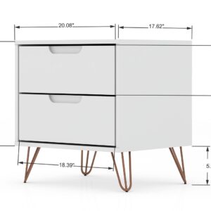 Manhattan Comfort Rockefeller 2-Drawer White Nightstand (Set of 2)