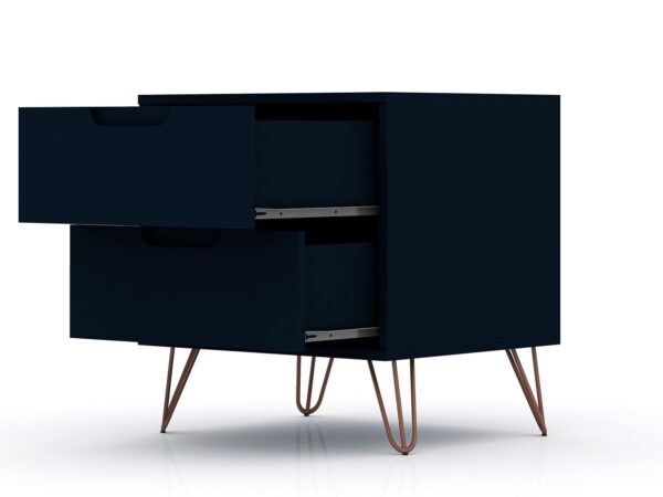 Manhattan Comfort Rockefeller 2-Drawer Tatiana Midnight Blue Nightstand (Set of 2)