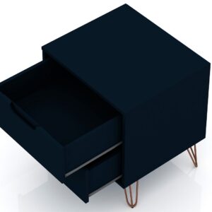 Manhattan Comfort Rockefeller 2-Drawer Tatiana Midnight Blue Nightstand (Set of 2)