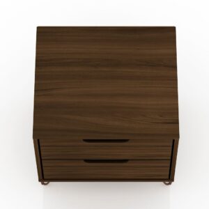 Manhattan Comfort Rockefeller 2-Drawer Brown Nightstand (Set of 2)