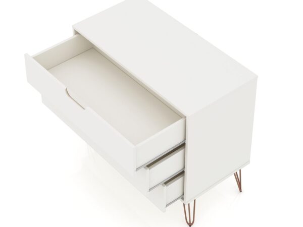 Manhattan Comfort Rockefeller 3-Drawer White Dresser (Set of 2)