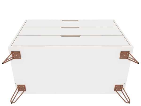 Manhattan Comfort Rockefeller 3-Drawer White Dresser (Set of 2)