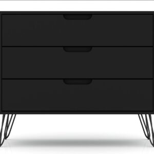 Manhattan Comfort Rockefeller 3-Drawer Black Dresser (Set of 2)